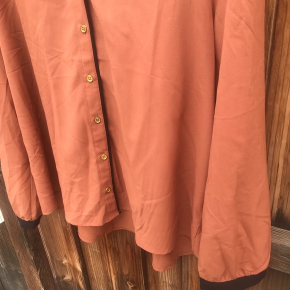Rust Button Down Blouse - Picture 3 of 4